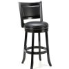 Black 29-inch Swivel Seat Barstool with Faux Leather Cushion Seat