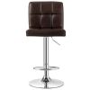 Set of 2 Modern Adjustable Height Barstools with Brown PU Leather Swivel Seat