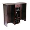 9 Bottle Walnut Wine Bottle Rack Mini Bar Expandable Counter