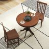 3-Piece Traditional Round Dining Table and 2 Chairs Set in Walnut Wood Finish