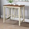 3 Piece Farmhouse Counter Height Kitchen Pub Table Set with 2 Saddle Bar Stools