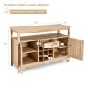 Wood Sideboard Dining Buffet Server Cabinet with Wine Rack and Storage Shelf