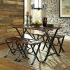 Industrial Style 5-Piece Dining Room Set with Table and 4 Backless Stools