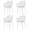 Set of 4 Modern Mid-Century White Mesh Dining Chair with Ergonomic Backrest