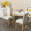 Set of 2 Beige Linen Button Tufted Dining Chair with Wood Legs