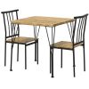 Modern 3-Piece Metal Frame Dining Set with Wood Top Table and 2 Chairs