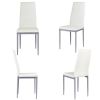 Set of 4 Modern High Back White PVC Leather Dining Chairs with Metal Legs