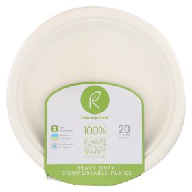 Repurpose Compostable Bagasse Plates - Case Of 12 - 20 Count