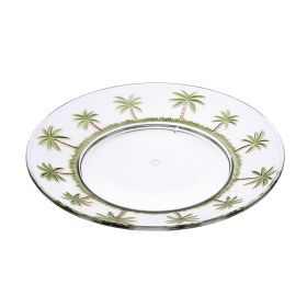 Designer Classic Palm Tree 9" Acrylic Dinner Plates Set of 4, Crystal Clear Unbreakable Acrylic Dinner Plates for All Occasions BPA Free Dishwasher Sa