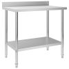 Kitchen Work Table with Backsplash 39.4"x23.6"x36.6" Stainless Steel