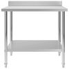 Kitchen Work Table with Backsplash 39.4"x23.6"x36.6" Stainless Steel