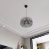 Modern Oblate Black Crystal Chandelier Fixture, Ceiling Pendant light for Living Room, Bedroom, Kitchen, Dining Room, Hallway, Adjustable Color Temper