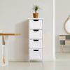 Bathroom Floor Cabinet;  Floor Bathroom Towel Storage;  White Freestanding Storage Organizer Cabinet with 4 Drawers for Bathroom;  Living Room;  Kitch