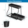 2 Pack 2-Tier Under Sink Organizer L-Shape Sliding Cabinet Organizers Storage Shelves with 8 Removable Hooks 2 Hanging Cups for Bathroom Kitchen Offic