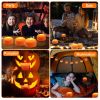 4 Pack Halloween LED Pumpkin Lights Battery Operated Halloween Decoration Lights with 2 Light Modes 4 Timer Setting Remorte Control for Party Pumpkin