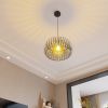 Modern Oblate Black Crystal Chandelier Fixture, Ceiling Pendant light for Living Room, Bedroom, Kitchen, Dining Room, Hallway, Adjustable Color Temper