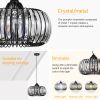 Modern Oblate Black Crystal Chandelier Fixture, Ceiling Pendant light for Living Room, Bedroom, Kitchen, Dining Room, Hallway, Adjustable Color Temper