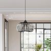 Modern Oblate Black Crystal Chandelier Fixture, Ceiling Pendant light for Living Room, Bedroom, Kitchen, Dining Room, Hallway, Adjustable Color Temper