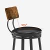 Oval Stool Swivel Bar Stool;  Tall Bar Stool With Backrest;  Industrial;  Thick Iron Frame Footrest;  29.5" High.