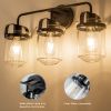 Wall Sconces Set of 3 with Clear Glass Shade,Modern Wall Sconce,Industrial Indoor Wall Light Fixture for Bathroom Living Room Bedroom Over Kitchen Sin