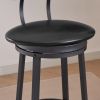 Oval Stool Swivel Bar Stool;  Tall Bar Stool With Backrest;  Industrial;  Thick Iron Frame Footrest;  29.5" High.