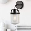 1-Light Wall Lamp with Clear Glass Shade, Modern Wall Sconce, Industrial Indoor Wall Light Fixture for Bathroom Living Room Bedroom Over Kitchen Sink,