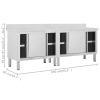 Work Tables with Sliding Doors 2pcs 94.5"x19.7"x(37.4"-38.2") Stainless Steel