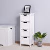 Bathroom Floor Cabinet;  Floor Bathroom Towel Storage;  White Freestanding Storage Organizer Cabinet with 4 Drawers for Bathroom;  Living Room;  Kitch