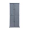 TOPMAX Freestanding Tall Kitchen Pantry, 72.4" Minimalist Kitchen Storage Cabinet Organizer with 4 Doors and Adjustable Shelves,Gray