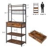 5-Tier Kitchen Bakers Rack with 10 S-Shaped Hooks and 1 drawer ; Industrial Microwave Oven Stand; Free Standing Kitchen Utility Cart Storage Shelf Org