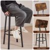 Oval Stool Swivel Bar Stool;  Tall Bar Stool With Backrest;  Industrial;  Thick Iron Frame Footrest;  29.5" High.