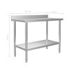 Kitchen Work Table with Backsplash 47.2"x23.6"x36.6" Stainless Steel