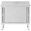 Work Table with Sliding Doors 39.4"x19.7"x(37.4"-38.2") Stainless Steel