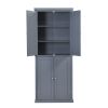 TOPMAX Freestanding Tall Kitchen Pantry, 72.4" Minimalist Kitchen Storage Cabinet Organizer with 4 Doors and Adjustable Shelves,Gray