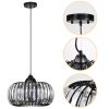 Modern Oblate Black Crystal Chandelier Fixture, Ceiling Pendant light for Living Room, Bedroom, Kitchen, Dining Room, Hallway, Adjustable Color Temper