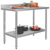 Kitchen Work Table with Backsplash 47.2"x23.6"x36.6" Stainless Steel