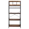 5-Tier Kitchen Bakers Rack with 10 S-Shaped Hooks and 3 Cubes ; Industrial Microwave Oven Stand; Free Standing Kitchen Utility Cart Storage Shelf Orga