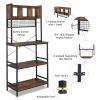 5-Tier Kitchen Bakers Rack with 10 S-Shaped Hooks and 3 Cubes ; Industrial Microwave Oven Stand; Free Standing Kitchen Utility Cart Storage Shelf Orga