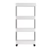 4 Tier Slim Storage Cart Mobile Shelving Unit Organizer Slide Out Storage Rolling Utility Cart Tower Rack for Kitchen Bathroom Laundry Narrow Places,