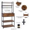 5-Tier Kitchen Bakers Rack with 10 S-Shaped Hooks and 1 drawer ; Industrial Microwave Oven Stand; Free Standing Kitchen Utility Cart Storage Shelf Org