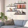 6 Sets Floating Shelves 15.55x5.19Inch Wall Mounted Shelves Wood Storage Shelves Metal Bracket Hanging Display Shelf Wall Organizer for Living Room Ba