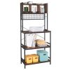 5-Tier Kitchen Bakers Rack with 10 S-Shaped Hooks and 3 Cubes ; Industrial Microwave Oven Stand; Free Standing Kitchen Utility Cart Storage Shelf Orga