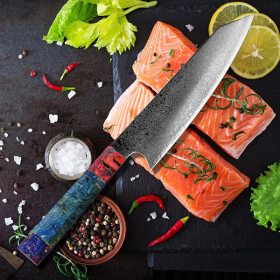 8 inch Damascus chef knife Cut knife Japanese fish knife Kitchen knife (Option: Chef knife Blue handle)