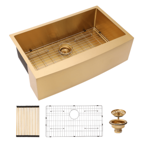 Stainless Steel Apron Front Farmhouse Sink - Prohibited On Amazon (Option: Golden)