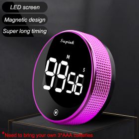 Magnetic Kitchen Timer Rotary Digital Timer Manual Countdown Alarm Clock Mechanical Cooking Timer Cooking Shower Study Stopwatch (Ships From: China, Color: Upgrade purple)