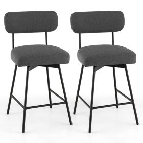 Bar Height Upholstered Kitchen Dining Chairs Swivel Bar Stools (Type: 2 Pcs, Color: Gray)