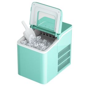 26lbs/24h Portable Countertop Ice Maker Machine with Scoop (Color: Green)