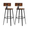 Simple Industrial Style Rustic Bar Counter Stools 2Pcs