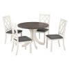 Mid-Century Solid Wood 5-Piece Round Dining Table Set;  Kitchen Table Set with Upholstered Chairs for Small Places